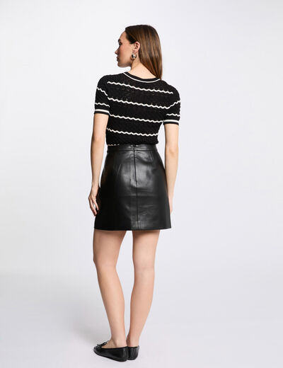 Jersey manga corta y rayas negro mujer