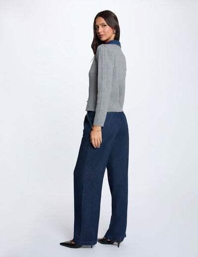 Jersey con cuello vuelto y botones gris claro mujer