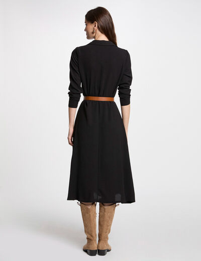 Vestido midi recto holgado negro mujer