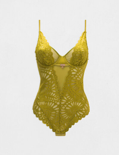 Body de encaje verde mujer