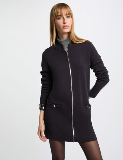 Cárdigan largo con manga larga gris anthracite mujer