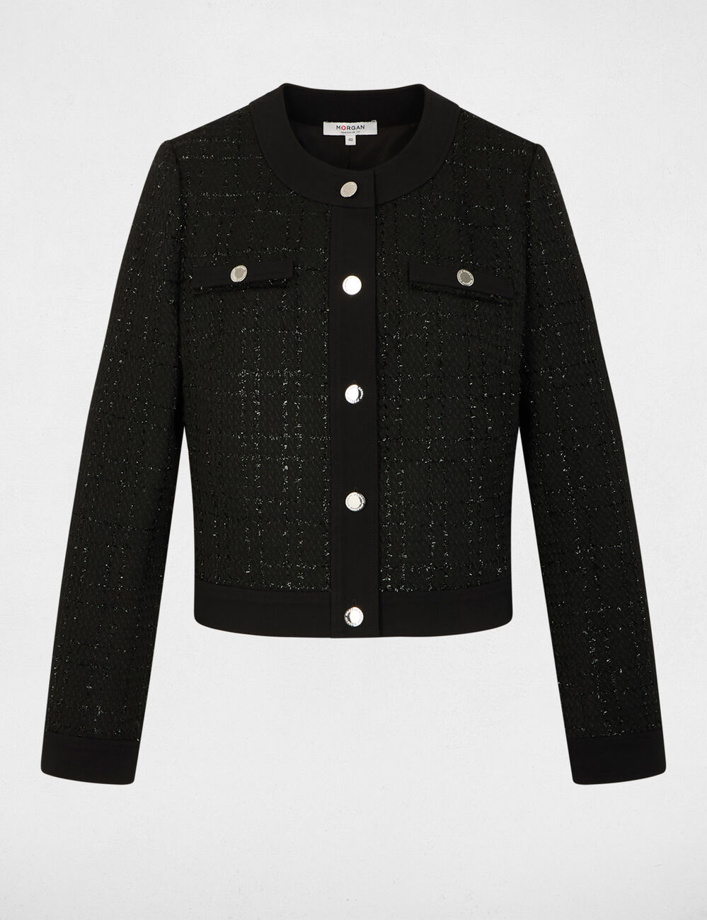 Chaqueta corta entallada negro mujer
