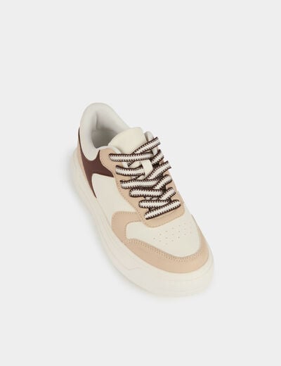 Zapatillas bicolor de piel sint&eacute;tica blanco mujer
