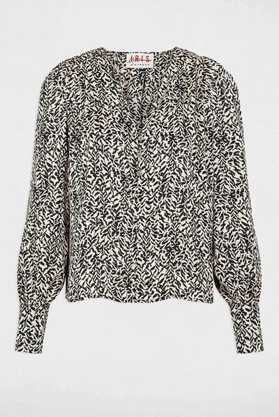 Camisa manga larga estampada multico mujer