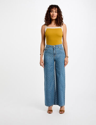 Vaquero pernera ancha denim stone mujer