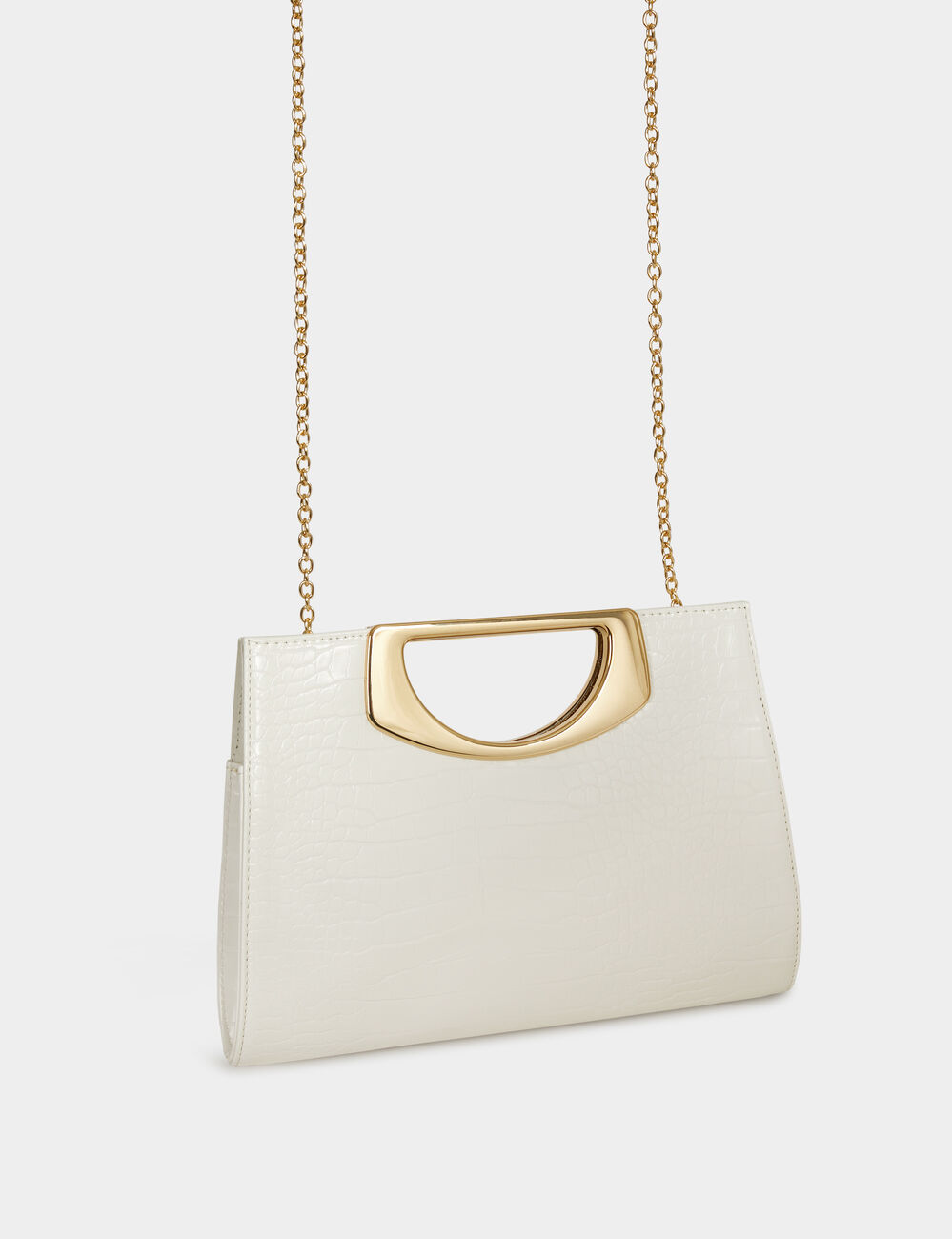Bolso cartera de mano efecto cocodrilo blanco mujer