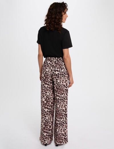 Pantalón recto y fluido multicolor mujer
