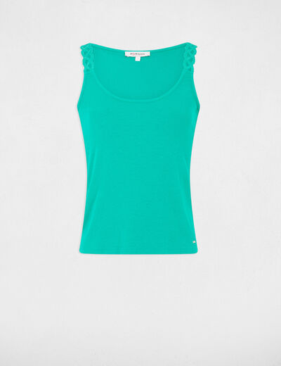 Top sin manga verde emeralda mujer