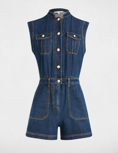 Mono corto vaquero denim crudo mujer