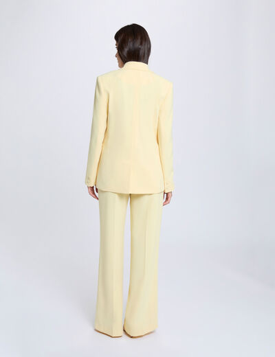 Pantal&oacute;n ancho de tiro alto amarillo claro mujer
