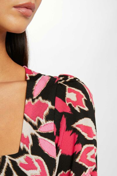 Vestido ajustado estampado vegetal multico mujer