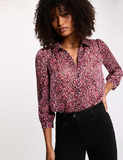 Camisa de gasa estampada multicolor mujer
