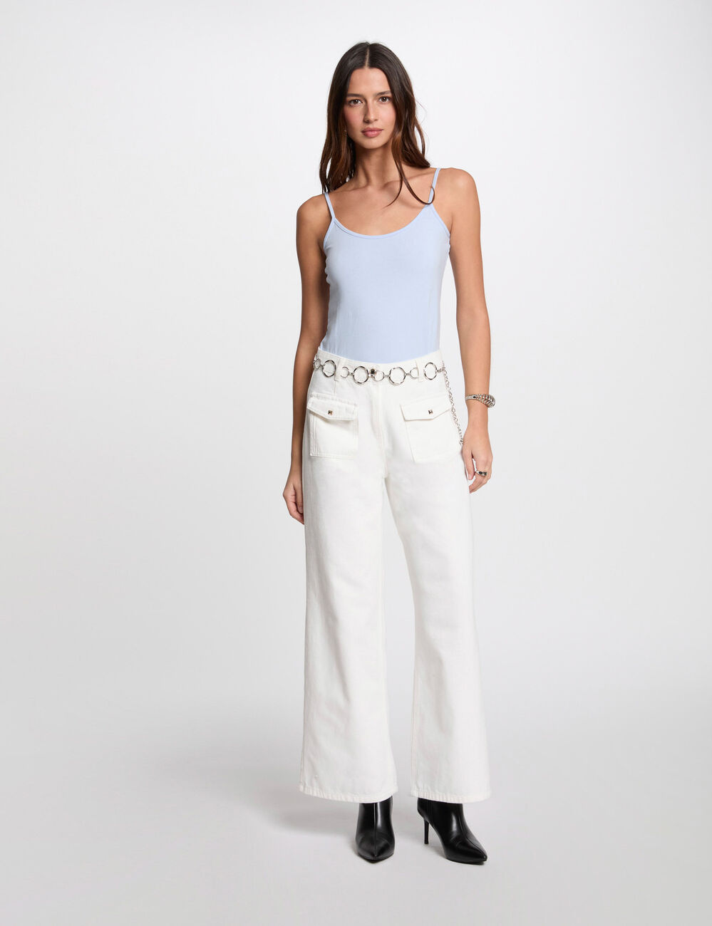 Top con tirantes finos azul cielo mujer