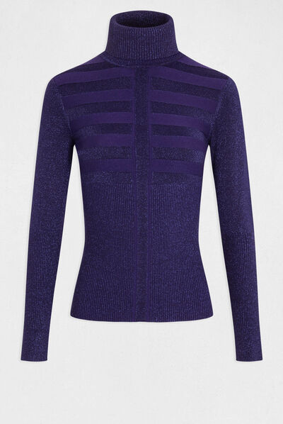 Jersey manga larga con cuello de tortuga violeta mujer