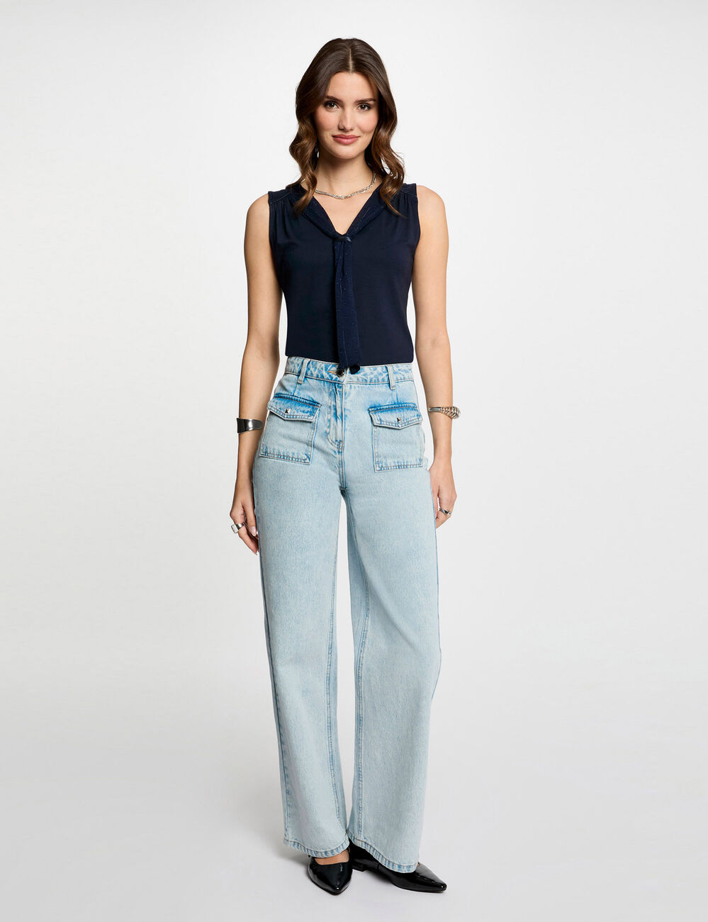 Top sin manga azul marino mujer