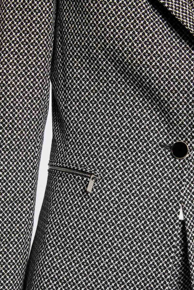 Chaqueta recta estampado geométrico azul marino mujer