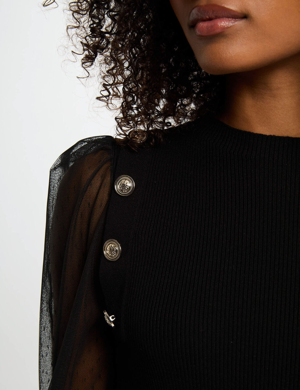 Jersey con cuello alto negro mujer