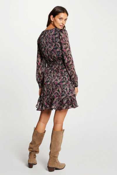 Vestido entallado estampado floral multico mujer