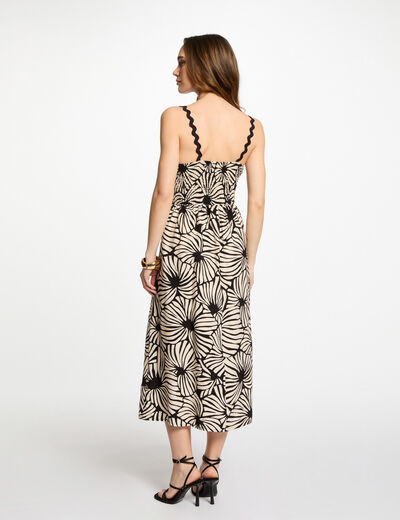Vestido midi recto estampado multicolor mujer