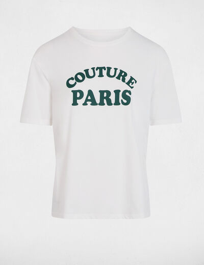 Camiseta de manga corta blanco mujer