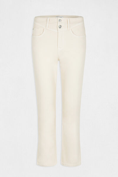 Pantalón recto estilo corto marfil mujer