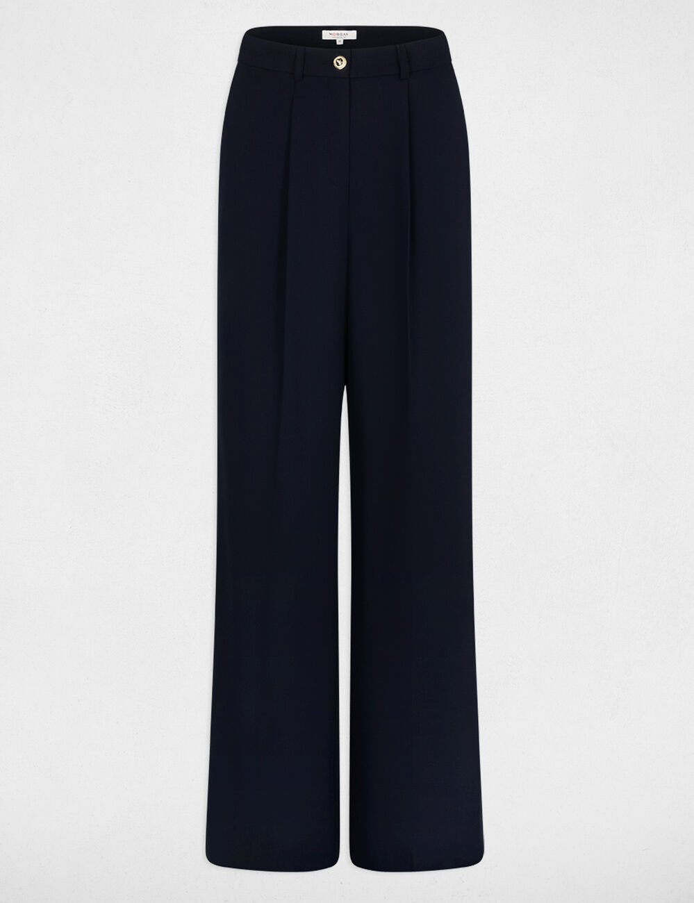 Pantal&oacute;n slim de tiro alto azul marino mujer