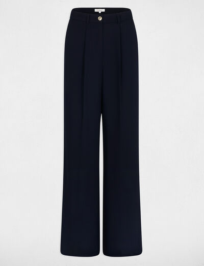 Pantal&oacute;n slim de tiro alto azul marino mujer