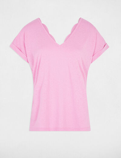 Camiseta manga corta rosa mujer