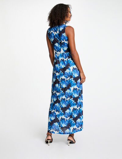 Vestido largo recto estampado multicolor mujer