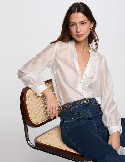 Camisa manga larga blanco mujer