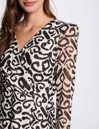 Vestido midi evasé estampado multicolor mujer
