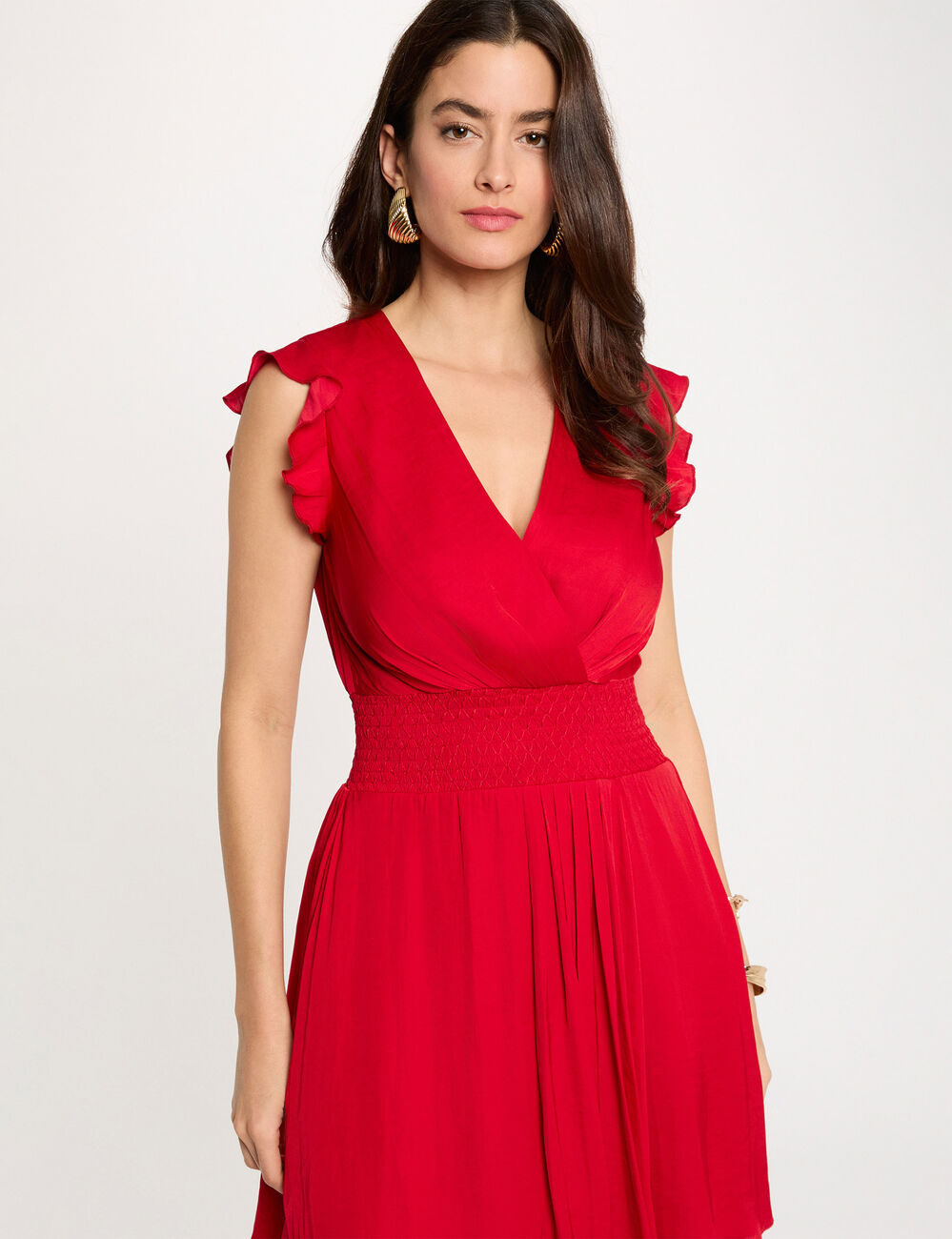 Vestido corto holgado rojo mujer