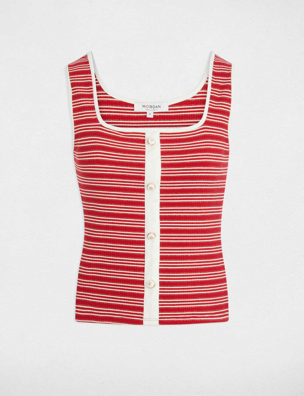 Top sin manga con rayas blanco mujer