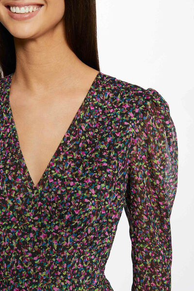 Vestido recto holgado estampado multicolor mujer