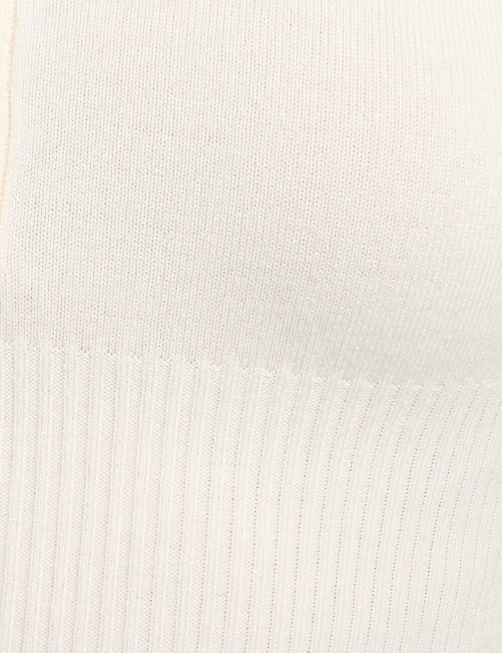 Jersey entallado con cuello polo marfil mujer