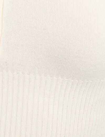 Jersey entallado con cuello polo marfil mujer