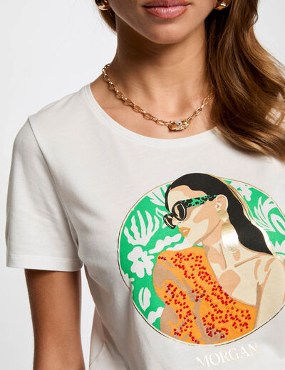 Camiseta con mensaje blanco mujer