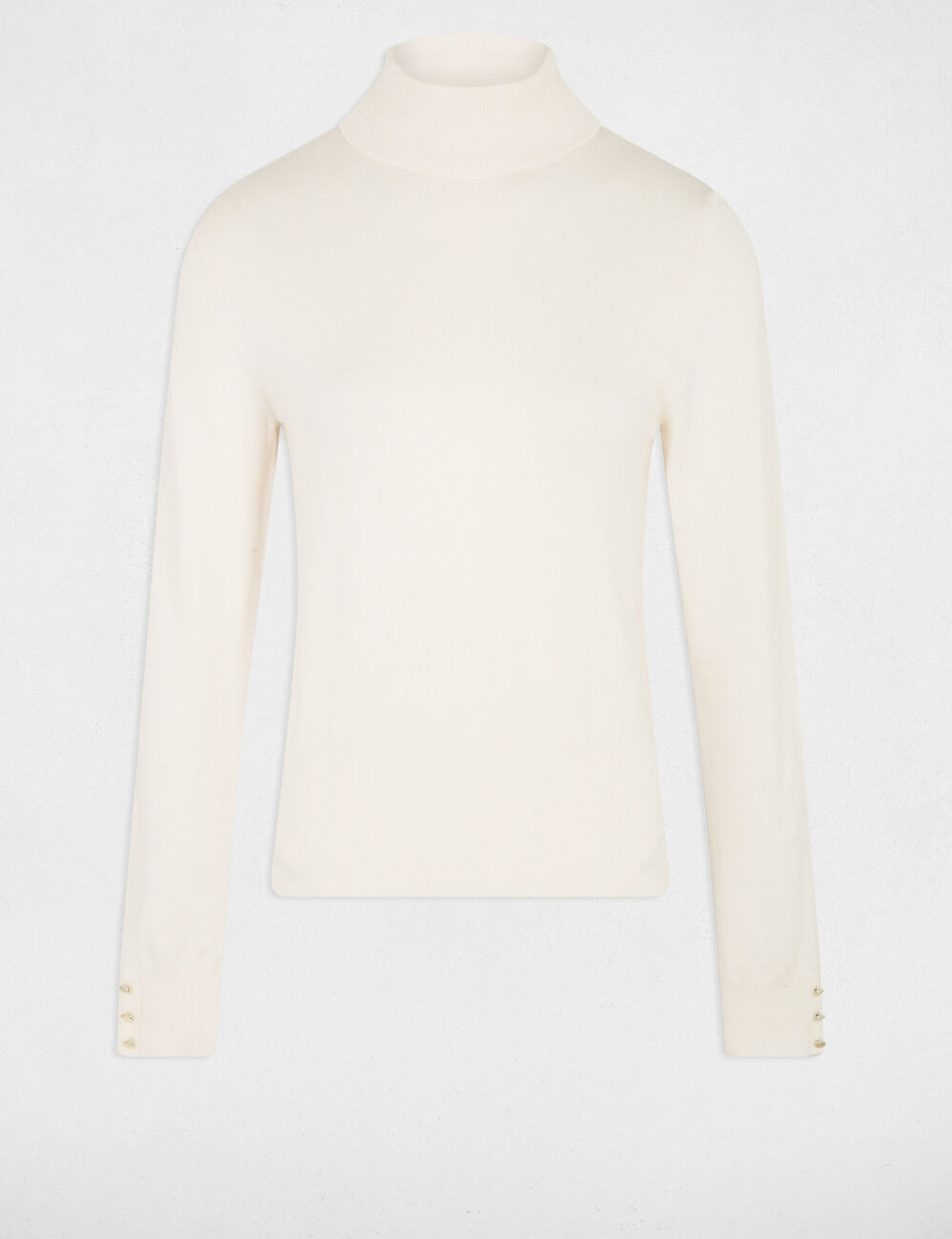 Jersey de cuello alto marfil mujer