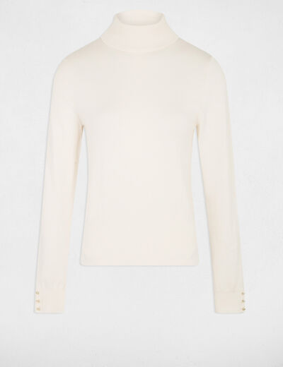 Jersey de cuello alto marfil mujer