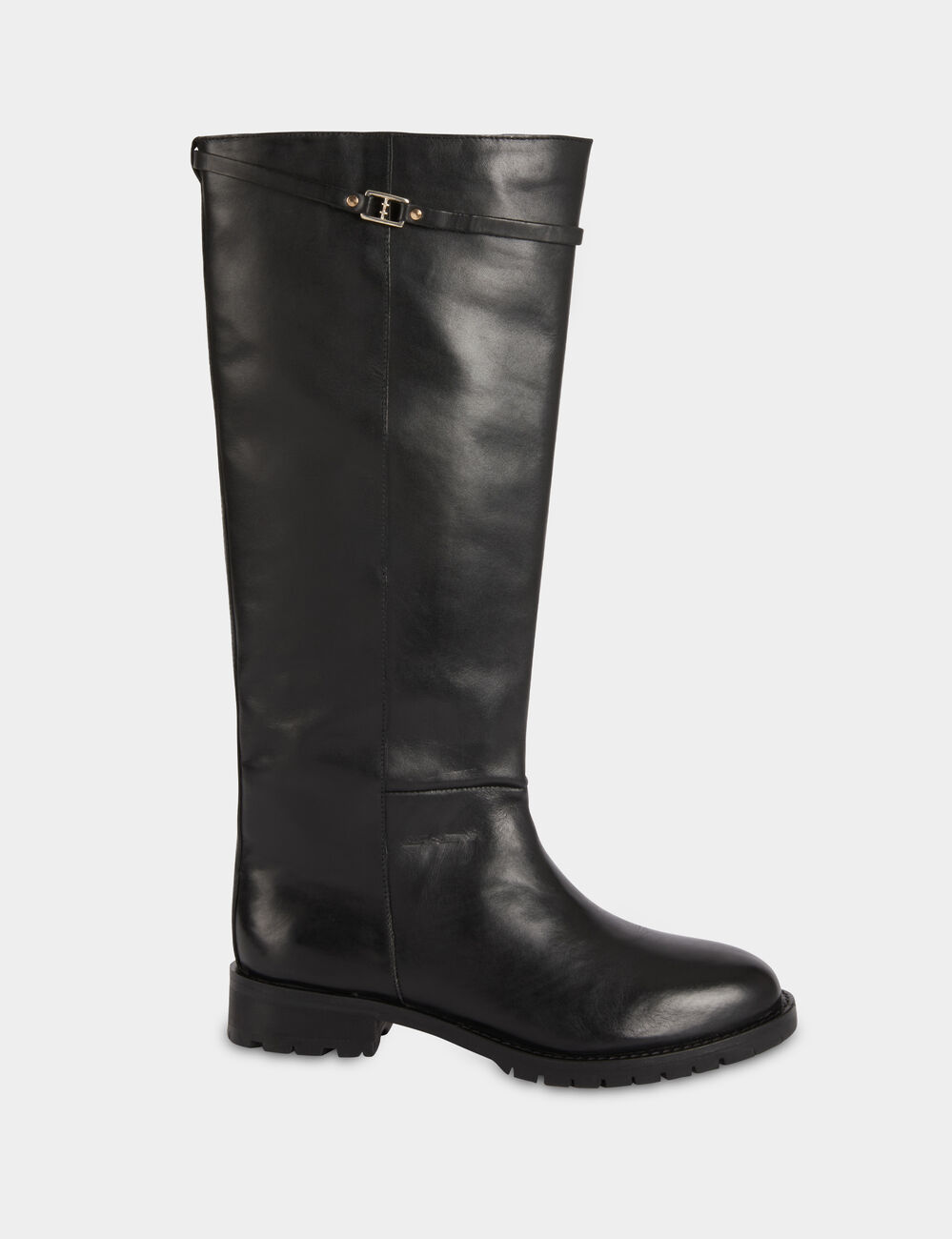 Bota ecuestre de piel sint&eacute;tica negro mujer