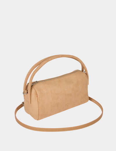Bolso bandolera de polipiel beige mujer