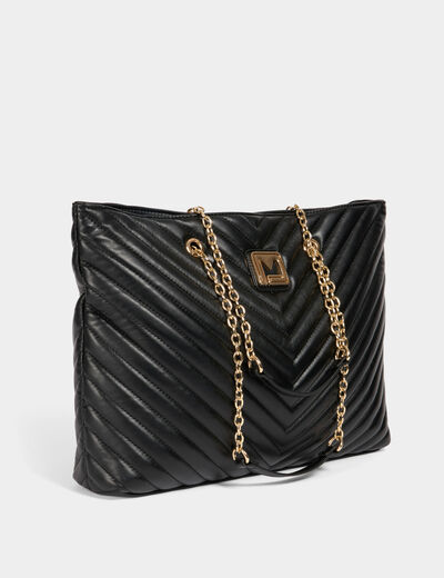 Bolso shopper acolchado negro mujer