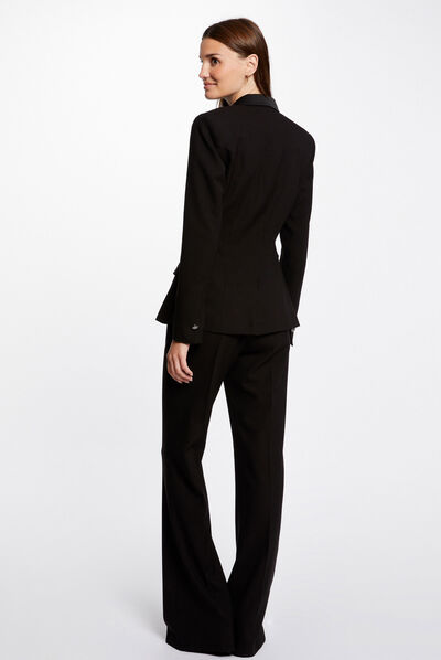 Pantal¿n de esmoquin flare con pinzas negro mujer