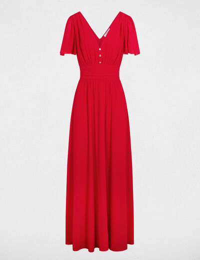 Vestido largo fluido rojo mujer