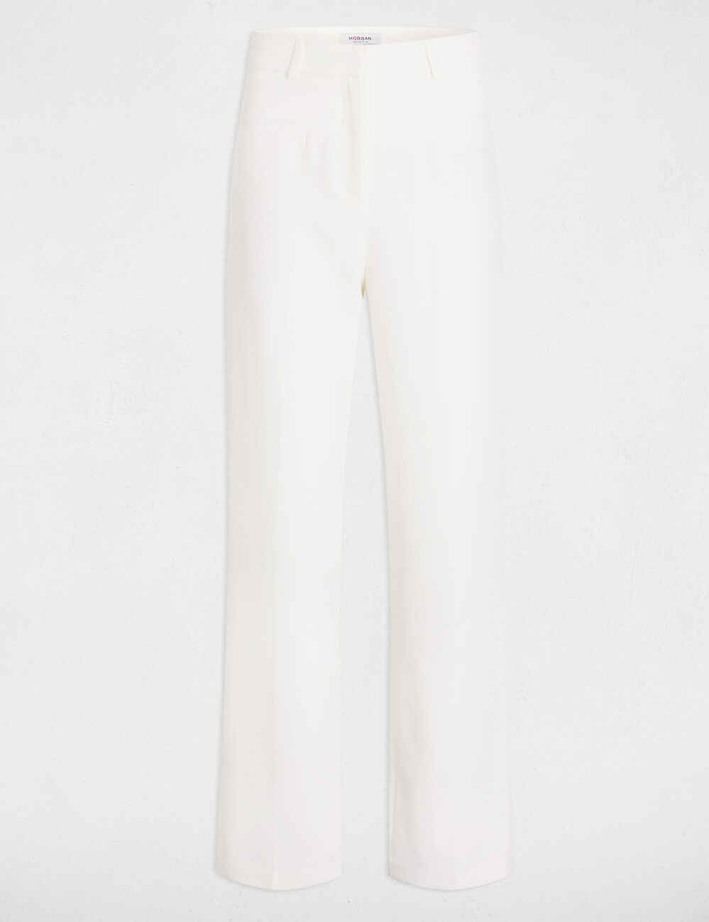 Pantalón recto con pinzas blanco mujer
