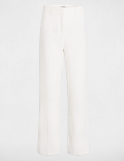 Pantalón recto con pinzas blanco mujer