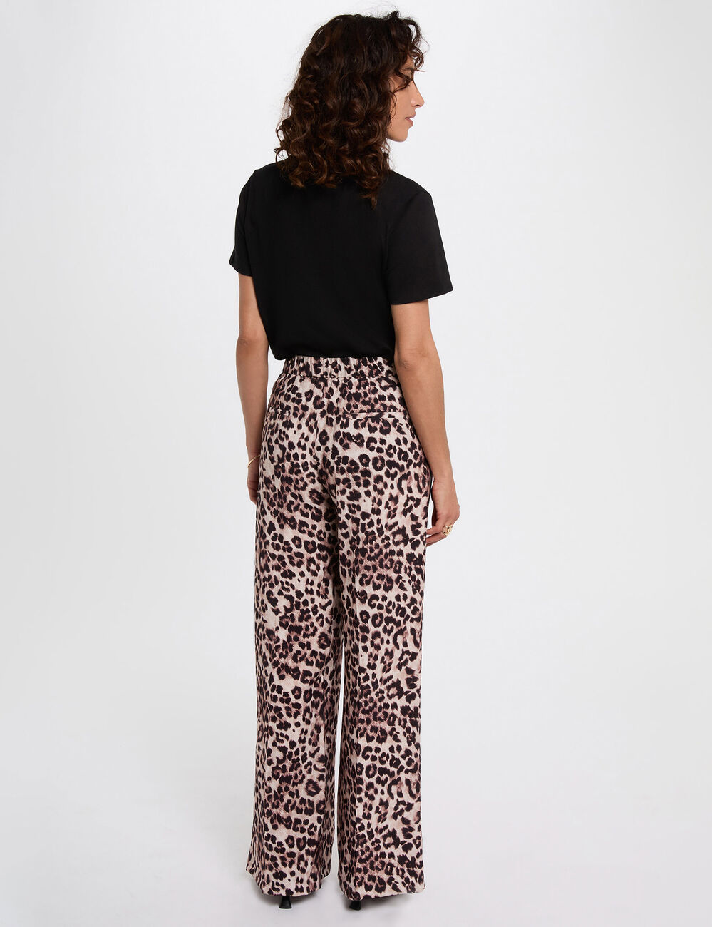Pantalón recto y fluido multicolor mujer