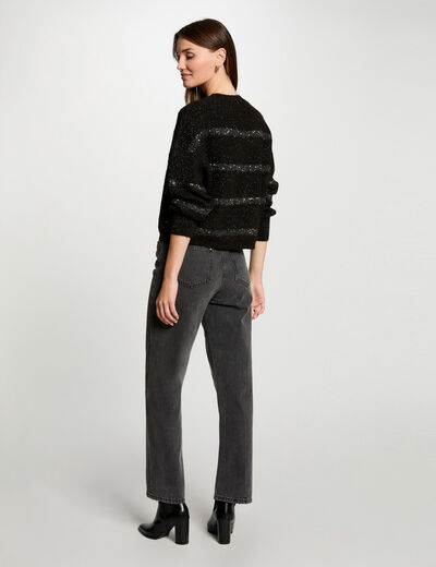 Vaquero mom detalles strass gris claro mujer