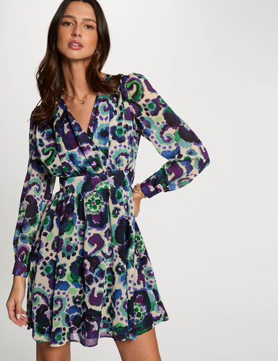 Vestido acampado estampado multicolor mujer