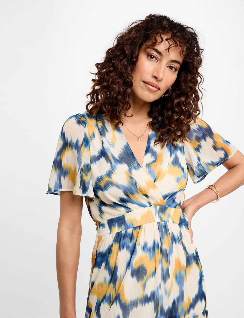 Vestido largo recto estampado multicolor mujer